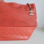 Chanel Shoulder Bag Coral Orange Perforated Calfskin with Silver Hardware #RTRU-1 - Image 4