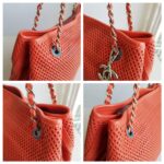 Chanel Shoulder Bag Coral Orange Perforated Calfskin with Silver Hardware #RTRU-1 - Image 19