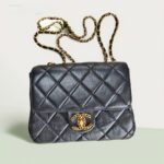 Chanel Small flap Bag Black Lambskin with Gold Hardware #GUUKU-3
