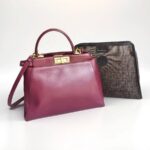 Fendi Peekaboo Maroon Leather with Mesh Defender Cover #RSUC-1