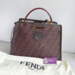 Fendi Peekaboo Maroon Leather with Mesh Defender Cover #RSUC-1 - Image 36