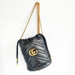 Gucci GG Marmont Bucket Black Leather with Gold Hardware #GUUKT-2 - Image 2