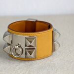 Hermes CDC SZXS Bracelet Mustard Swift Leather With Gold Plated Hardware #GUUCS-4