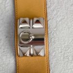 Hermes CDC Size Small Bracelet Brown Swift Leather With Palladium Plated Hardware #GUUCS-5 - Image 6