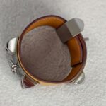 Hermes CDC Size Small Bracelet Brown Swift Leather With Palladium Plated Hardware #GUUCS-5 - Image 9