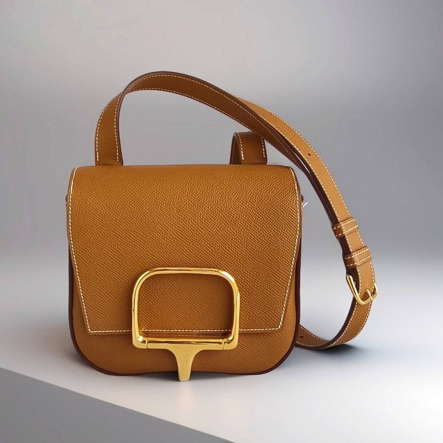 Hermes Della Mini Brown Epsom Leather with Gold Hardware #GUUYU-2