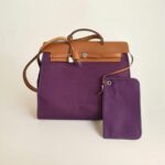 Hermes Herbag Zip 39cm Purple Canvas with Leather and Palladium Hardware #GUUCS-3