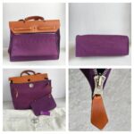 Hermes Herbag Zip 39cm Purple Canvas with Leather and Palladium Hardware #GUUCS-3 - Image 2
