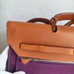 Hermes Herbag Zip 39cm Purple Canvas with Leather and Palladium Hardware #GUUCS-3 - Image 10