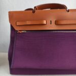 Hermes Herbag Zip 39cm Purple Canvas with Leather and Palladium Hardware #GUUCS-3 - Image 8