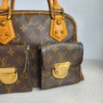 LV Manhattan PM Brown Monogram Coated Canvas with Leather and Gold Hardware #RCSK-2 - Image 4