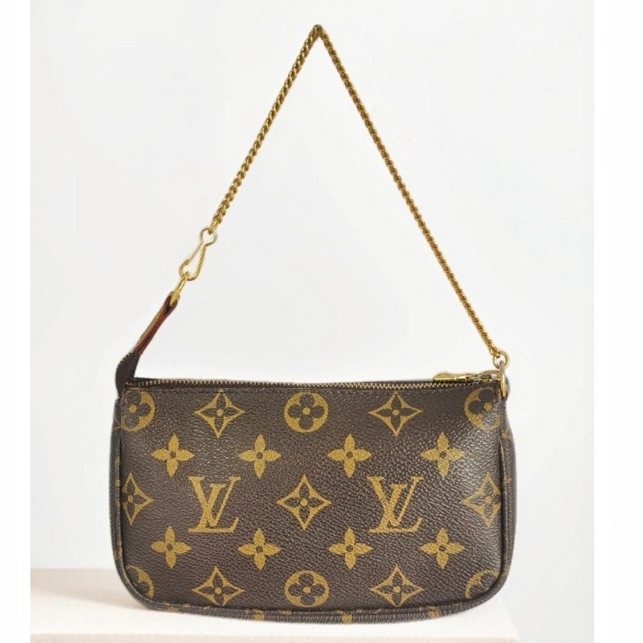 LV Mini Pochette Accessoires Brown Monogram Canvas with Leather and Gold Hardware #GUUKT-3