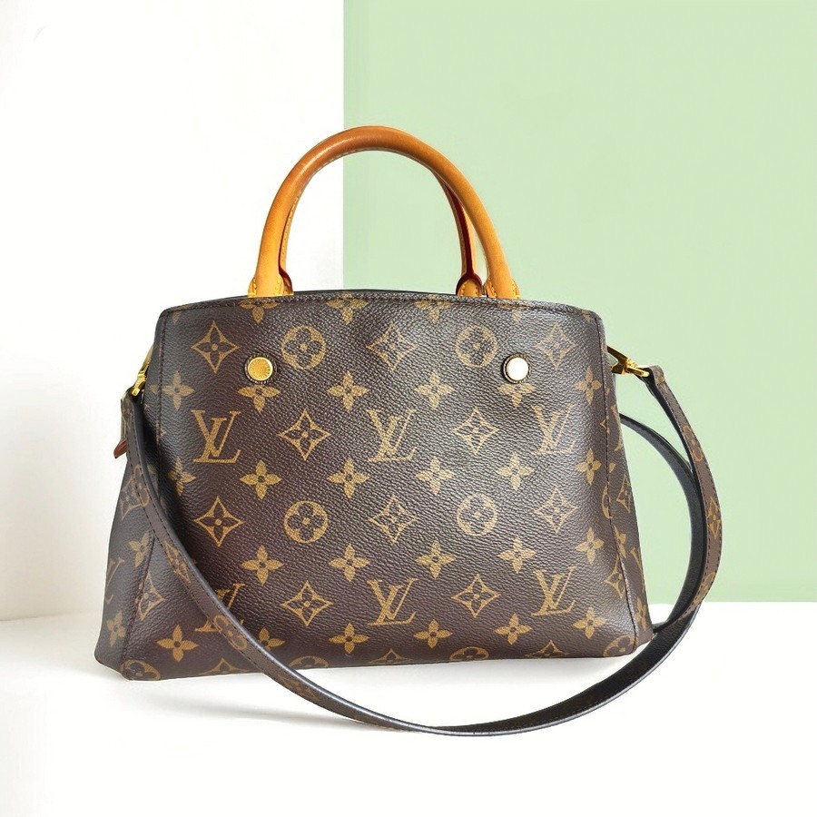 LV Montaigne BB Brown Monogram Coated Canvas with Leather and Gold Hardware #RSYY-1