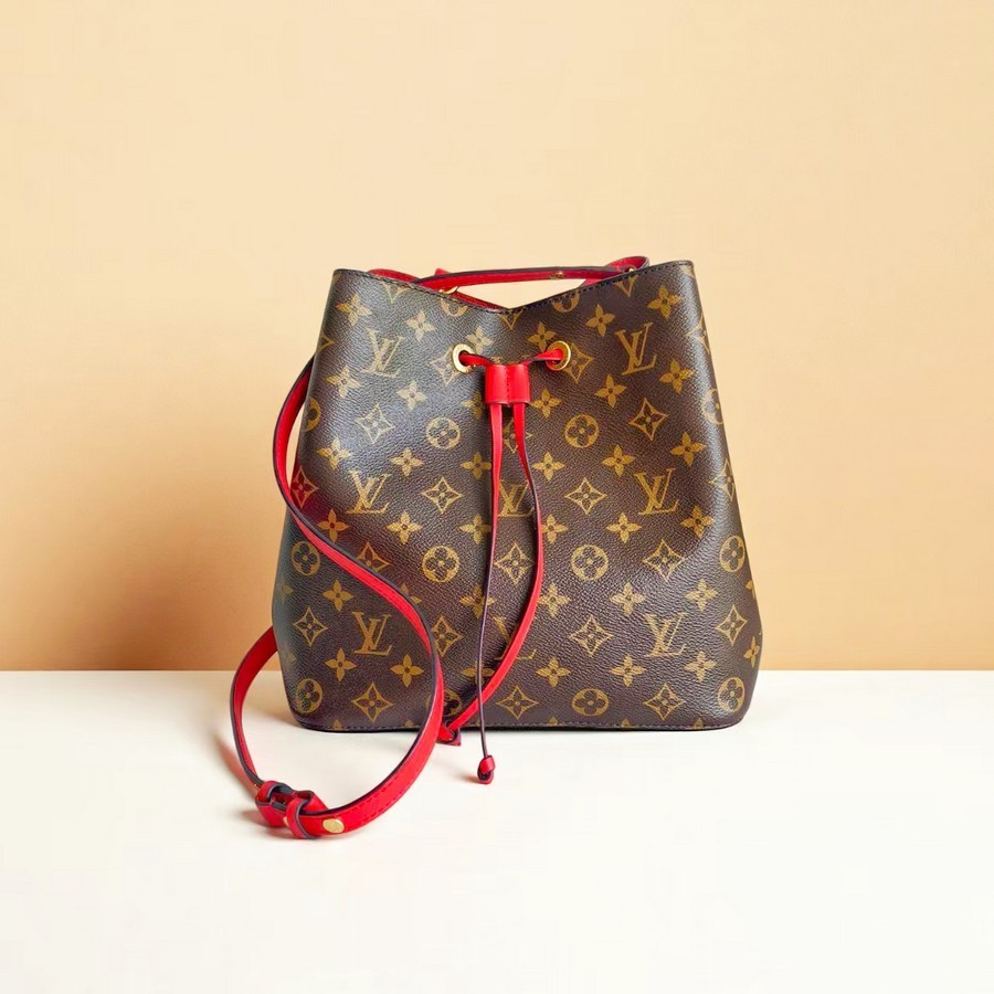 LV Neonoe MM Brown Monogram Coated Canvas with Leather and Gold Hardware #RRKT-2