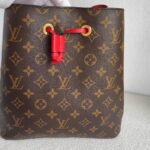 LV Neonoe MM Brown Monogram Coated Canvas with Red Leather and Gold Hardware #RRKT-2 - Image 4