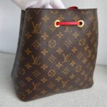LV Neonoe MM Brown Monogram Coated Canvas with Red Leather and Gold Hardware #RRKT-2 - Image 5
