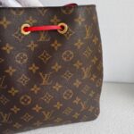 LV Neonoe MM Brown Monogram Coated Canvas with Red Leather and Gold Hardware #RRKT-2 - Image 6