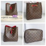 LV Neonoe MM Brown Monogram Coated Canvas with Red Leather and Gold Hardware #RRKT-2 - Image 2