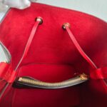 LV Neonoe MM Brown Monogram Coated Canvas with Red Leather and Gold Hardware #GUUUY-2 - Image 23