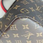 LV Neonoe MM Brown Monogram Coated Canvas with Red Leather and Gold Hardware #GUUUY-2 - Image 12