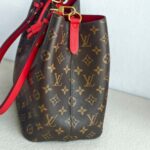 LV Neonoe MM Brown Monogram Coated Canvas with Red Leather and Gold Hardware #GUUUY-2 - Image 9
