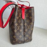 LV Neonoe MM Brown Monogram Coated Canvas with Red Leather and Gold Hardware #GUUUY-2 - Image 8