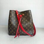LV Neonoe MM Brown Monogram Coated Canvas with Red Leather and Gold Hardware #GUUUY-2 - Image 3