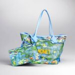 LV Neverfull LV x Jeff Koong Master Monet MM Blue Coated Canvas with Leather and Gold Hardware #GUUCE-1