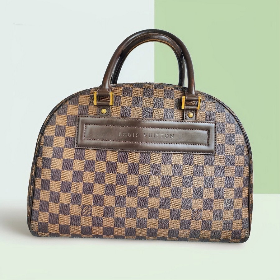 LV Nolita Brown Damier Ebene Coated Canvas with Leather and Gold Hardware #RYLR-1