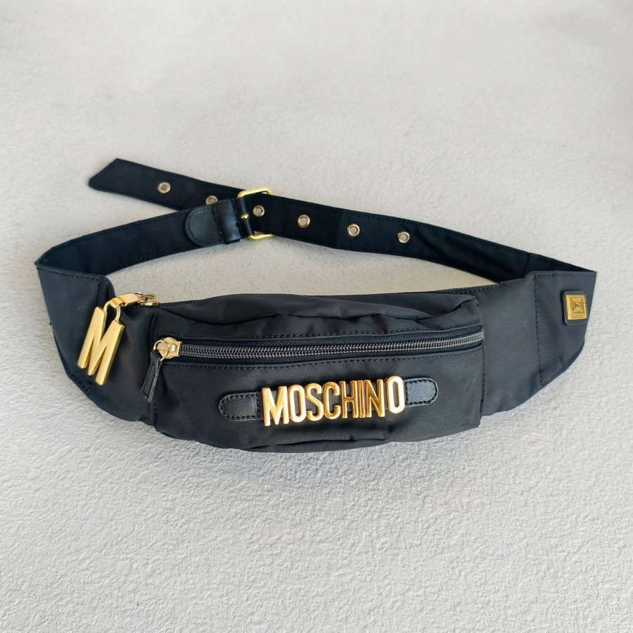 Moschino Waist Pouch Black Nylon with Gold Hardware #GUUUS-2