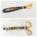 Prada Key Chain Black Saffiano Leather with Gold Hardware #GUUST-10 - Image 3