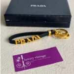 Prada Key Chain Black Saffiano Leather with Gold Hardware #GUUST-10 - Image 2