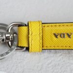 Prada Key Chain Yellow Saffiano Leather with Silver Hardware #ROTO-35 - Image 6