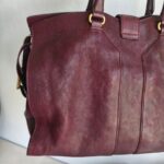 YSL Chyc Tote Burgundy Goatskin with Gold Hardware #GUUUR-1 - Image 6