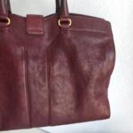 YSL Chyc Tote Burgundy Goatskin with Gold Hardware #GUUUR-1 - Image 7