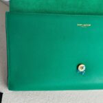 YSL Y-Ligne Clutch Green Leather with Gold Hardware #GUUUK-1 - Image 14