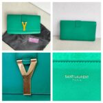 YSL Y-Ligne Clutch Green Leather with Gold Hardware #GUUUK-1 - Image 2