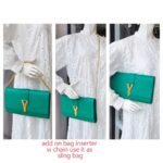 YSL Y-Ligne Clutch Green Leather with Gold Hardware #GUUUK-1 - Image 24