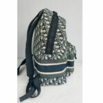 C.Dior Dior Travel Backpack Blue/Black Oblique Jacquard Canvas with Leather and Silver Hardware #GUUTY-1 - Image 9