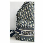 C.Dior Dior Travel Backpack Blue/Black Oblique Jacquard Canvas with Leather and Silver Hardware #GUUTY-1 - Image 4