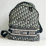 C.Dior Dior Travel Backpack Blue/Black Oblique Jacquard Canvas with Leather and Silver Hardware #GUUTY-1 - Image 3