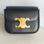 Celine Mini Triomphe Black Shiny Calf Leather with Gold Hardware #GUUYK-1 - Image 4