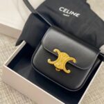 Celine Mini Triomphe Black Shiny Calf Leather with Gold Hardware #GUUYK-1 - Image 3