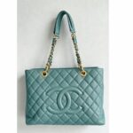 Chanel GST Blue Grained Calfskin with Gold Hardware #GUURS-1