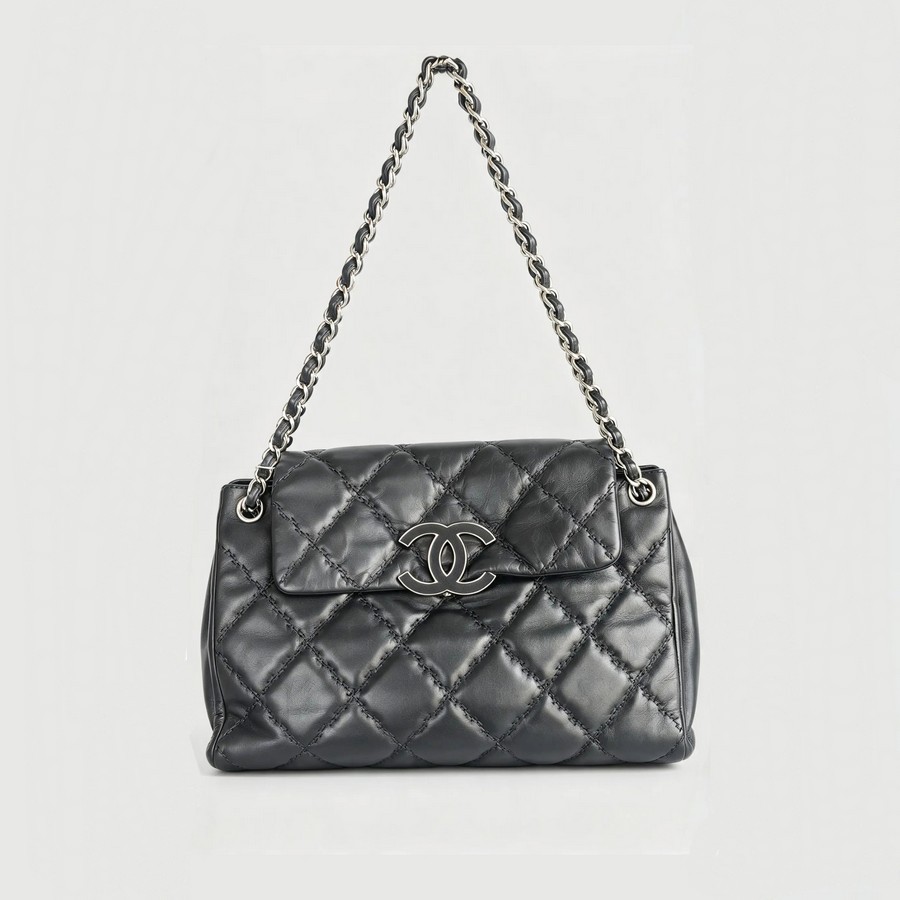 Chanel Hampton CC Black Lambskin with Silver Hardware #GUURR-8