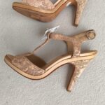Chanel Nude Laser Cut Floral Leather T Strap Sling Back Sandal Size 37 #GUUOY-4 - Image 6