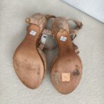 Chanel Nude Laser Cut Floral Leather T Strap Sling Back Sandal Size 37 #GUUOY-4 - Image 11