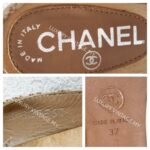 Chanel Nude Laser Cut Floral Leather T Strap Sling Back Sandal Size 37 #GUUOY-4 - Image 8