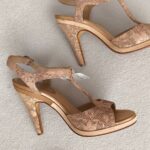 Chanel Nude Laser Cut Floral Leather T Strap Sling Back Sandal Size 37 #GUUOY-4 - Image 5