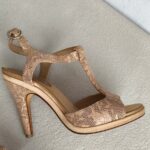Chanel Nude Laser Cut Floral Leather T Strap Sling Back Sandal Size 37 #GUUOY-4 - Image 4